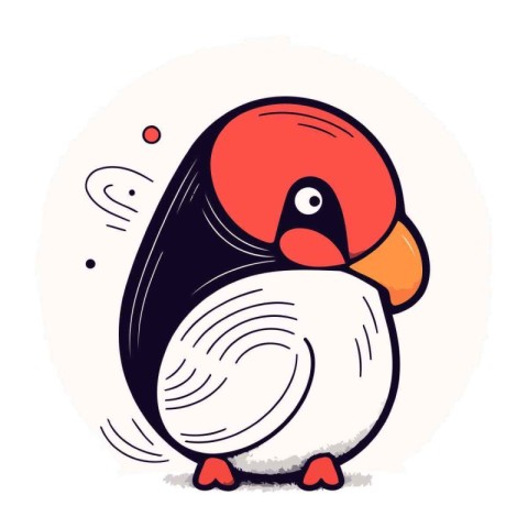 Cute cartoon penguin. Hand drawn vector illustration isolated on