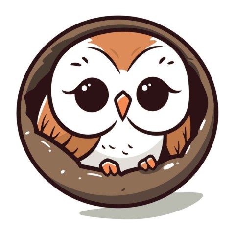 Cute owl in a shell on a white background. vector illustration