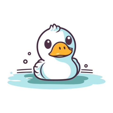 Cute cartoon duck. Vector illustration. Isolated on white backgr