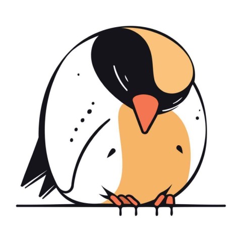 Cute penguin. Hand drawn vector illustration in cartoon style.