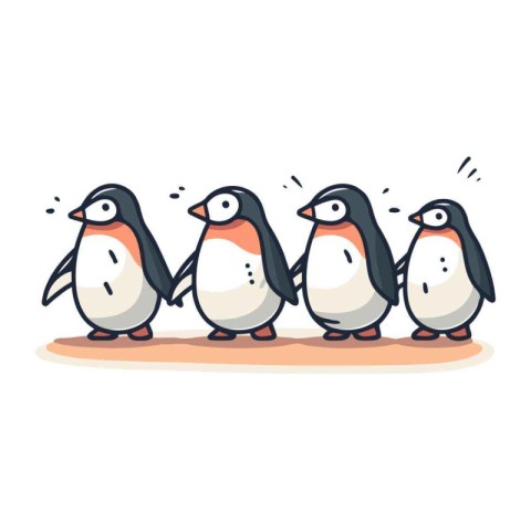 Cute penguins. Vector illustration isolated on a white backgroun