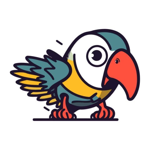 Cute parrot. Colorful vector illustration in cartoon style.