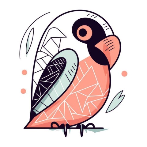 Cute cartoon parrot bird. Vector illustration in flat style.