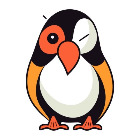 Penguin isolated on white background. Vector illustration in car