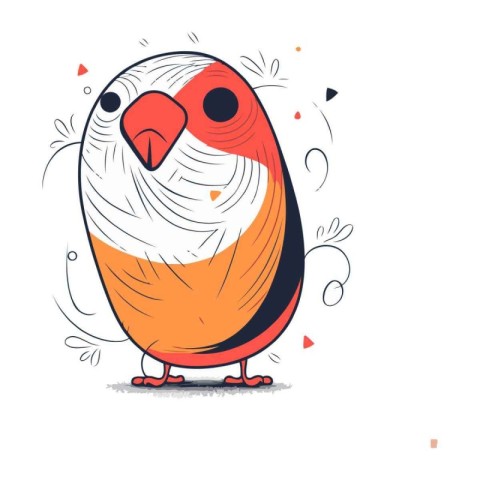 Vector illustration of a cute cartoon parrot on a white backgrou