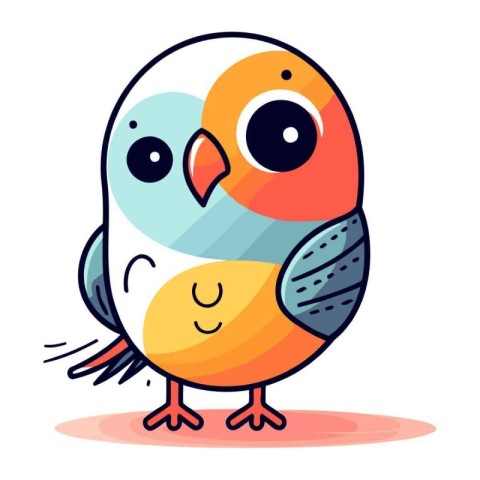 Cute cartoon bird. Vector illustration isolated on a white backg