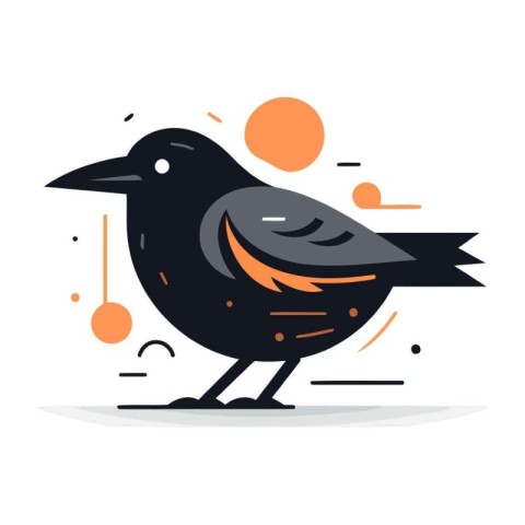 Crow flat icon. Vector illustration of a bird in the flat style.