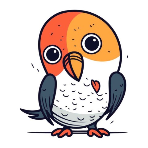 Cute cartoon parrot. Vector illustration of cute parrot.