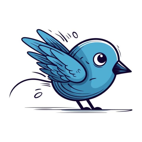 Blue bird on a white background. Vector illustration. Cartoon st