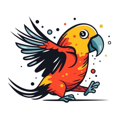 Parrot vector illustration. Isolated parrot on white background.