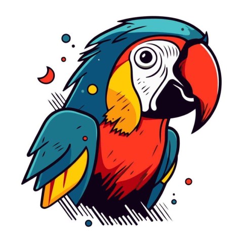 Parrot vector illustration. hand drawn style. isolated on white