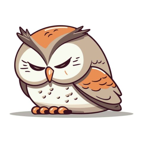 Cute cartoon owl isolated on a white background. Vector illustra