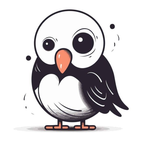 Cute cartoon penguin. Vector illustration isolated on white back