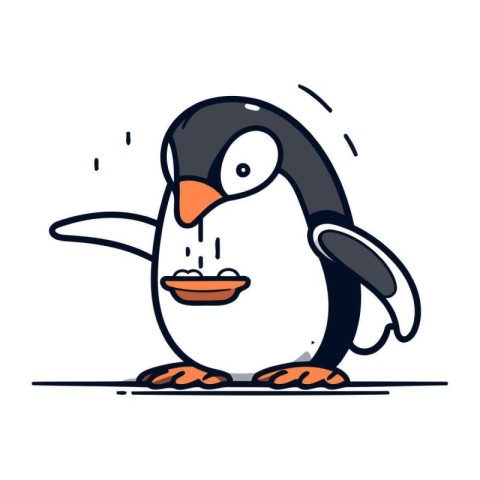 Cute cartoon penguin. Vector illustration of a funny penguin.