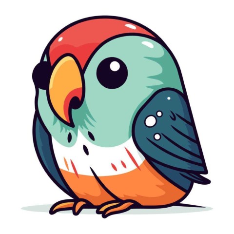 Cartoon parrot. Vector illustration isolated on a white backgrou