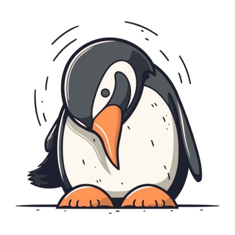 Cute penguin. Vector illustration. Isolated on white background.