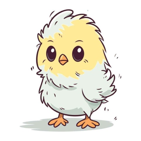 Illustration of a Cute Little Chicken Cartoon Character on White