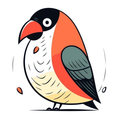 Bullfinch. Vector illustration in cartoon style on white backgro