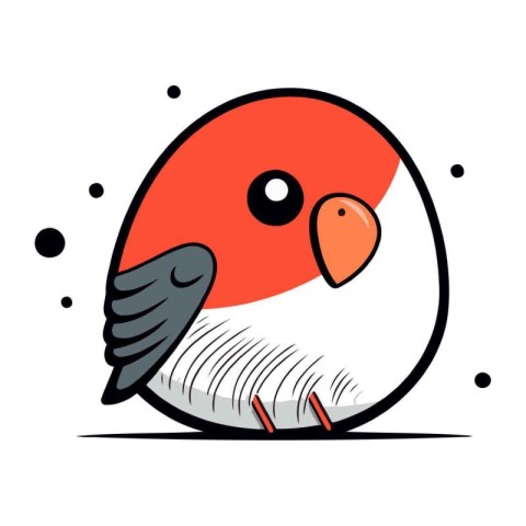 Vector illustration of cute little red bird. Isolated on white b