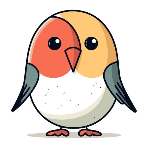 Cute cartoon bird. Vector illustration isolated on a white backg