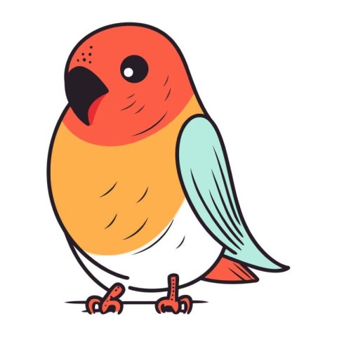 Illustration of a cute cartoon parrot on a white background.