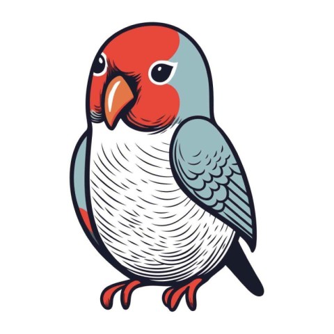 Parrot isolated on white background. Vector illustration in cart