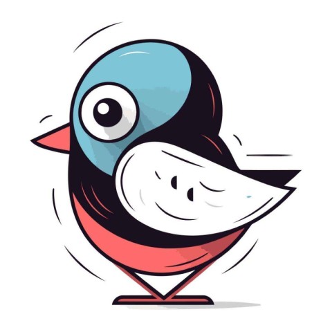 Vector illustration of a cute cartoon penguin with a big eye.