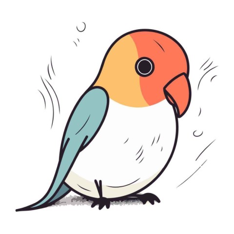 Cute parrot vector illustration. Hand drawn parrot on white back