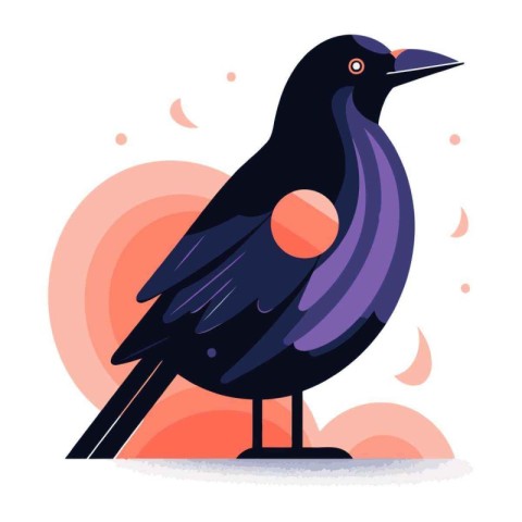 Crow. Vector illustration in a flat style on a white background.