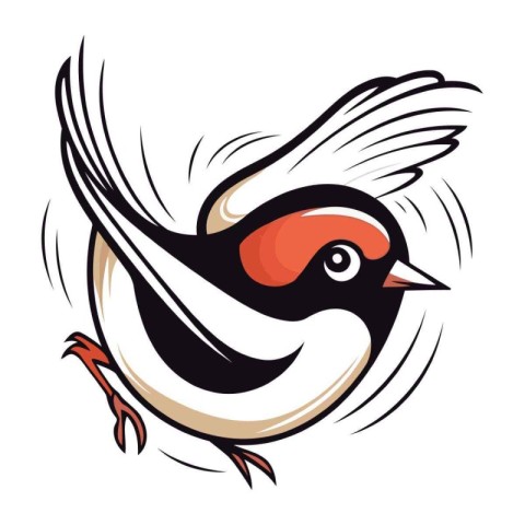 Bullfinch isolated on white background. Hand drawn vector illust