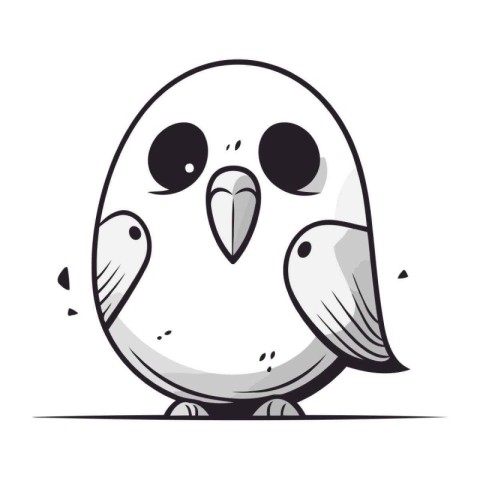 Cute cartoon kawaii bird isolated on white background. Vector il