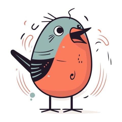 Funny cartoon bullfinch bird. Cute vector illustration.