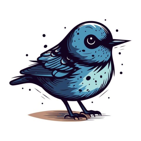 Vector illustration of a cute blue bird isolated on a white back