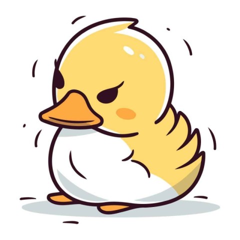 Cute little duckling. Vector illustration isolated on white back