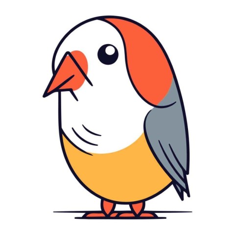 Cute cartoon bird. Flat vector illustration. Isolated on white b