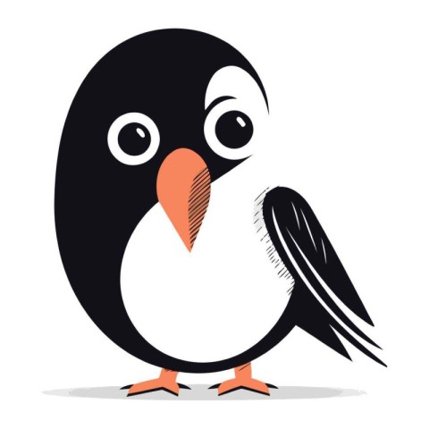 Cute penguin isolated on white background. Vector illustration i