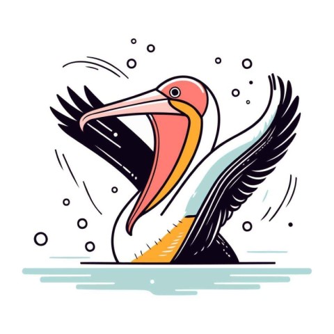 Pelican vector illustration. Hand drawn sketch of pelican.