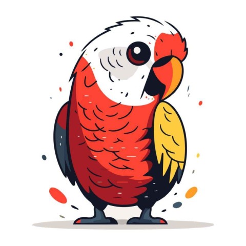 Cute parrot. Vector illustration. Isolated on white background.