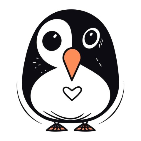 Cute penguin isolated on a white background. Vector illustration