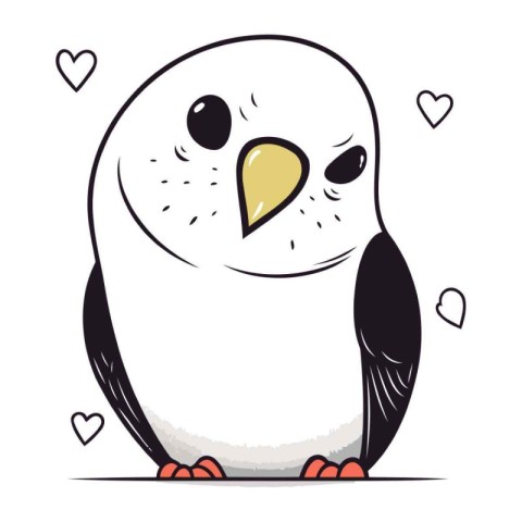 Penguin in love. Vector illustration. Cute cartoon character.