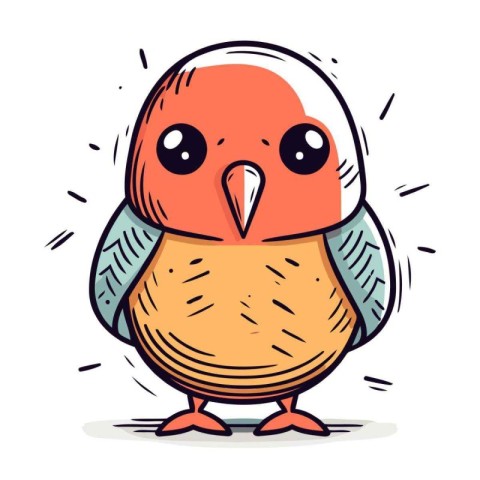 Cute cartoon little bird. Vector illustration in doodle style.