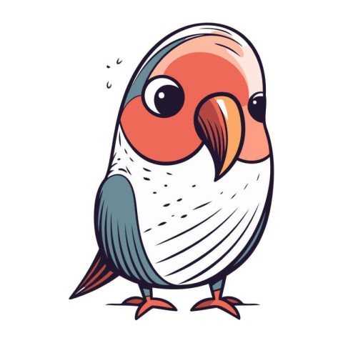 Cute cartoon parrot. Vector illustration isolated on white backg