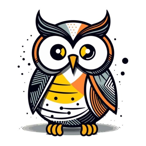 Cute cartoon owl isolated on a white background. Vector illustra