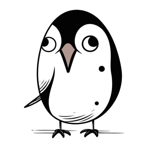 Cute cartoon black and white penguin isolated on white backgroun