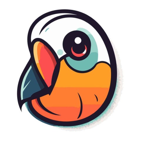 Cute parrot cartoon sticker. Vector illustration of parrot head.