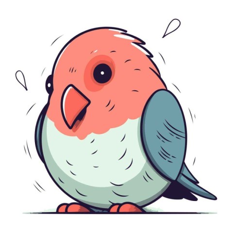 Vector illustration of cute cartoon parrot. Isolated on white ba