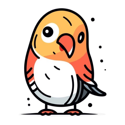 Vector illustration of cute cartoon bird. Isolated on white back