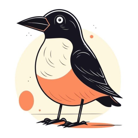 Cute cartoon crow. Hand drawn vector illustration isolated on wh