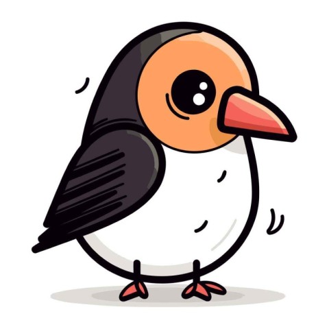 Cute cartoon penguin. Vector illustration isolated on white back