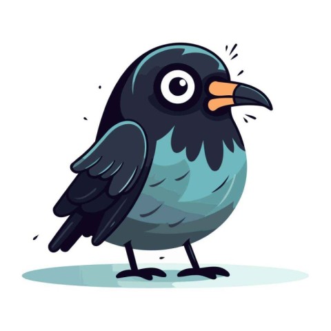 Cute cartoon crow. Vector illustration isolated on a white backg